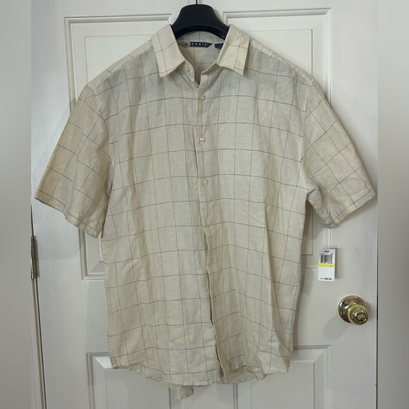 Hobie Men’s Medium Cotton Linen Blend Button Shirt NWT - Picture 2 of 7